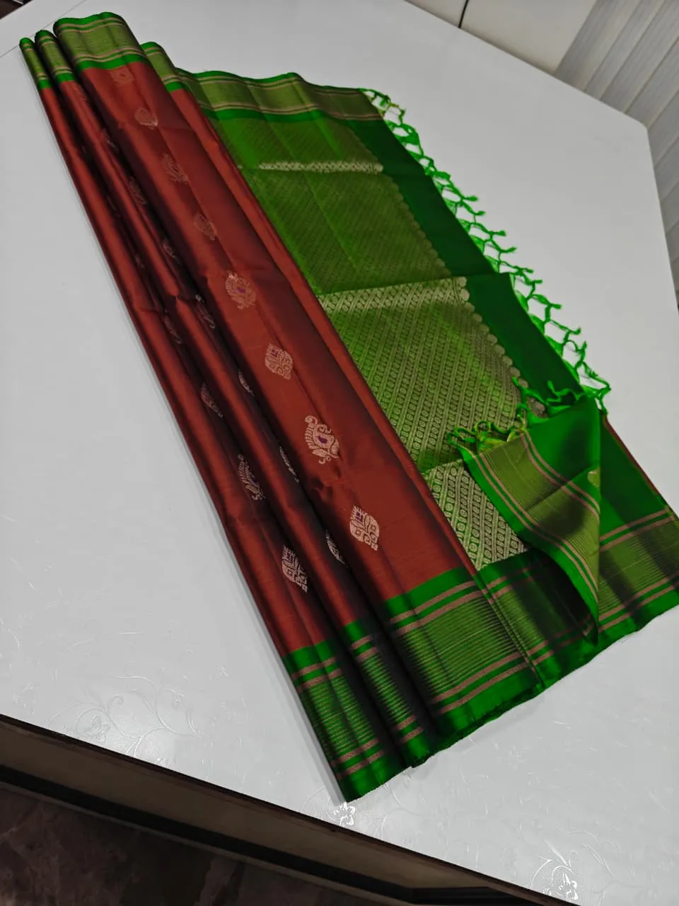 Green & Red Traditional Kanchi Saree